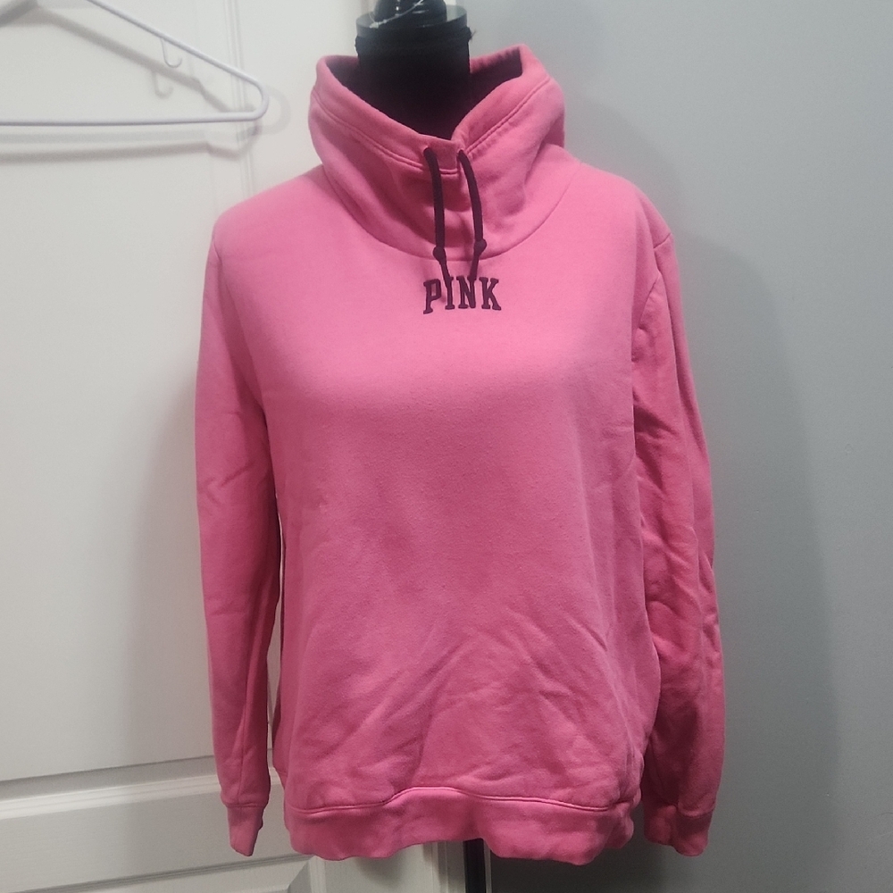 PINK Victoria's Secret Funnel Neck Sweatshirt Lined With Black Fleece